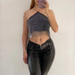 Rhinestone mesh chain top